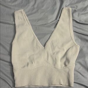 La Hearts Cream Ribbed Tank Top